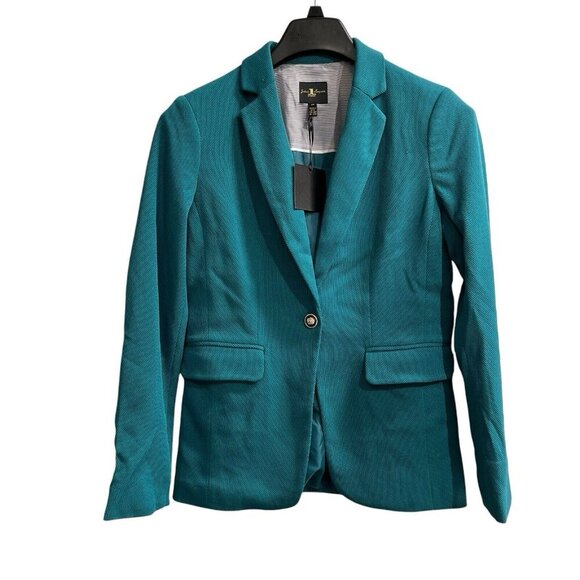 Jules Leopold Single Button Blazer Womens S Textured Green Jacket Office Career - Picture 1 of 8